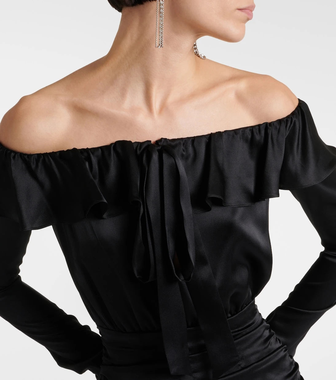 Alessandra Rich - Off-shoulder silk midi dress