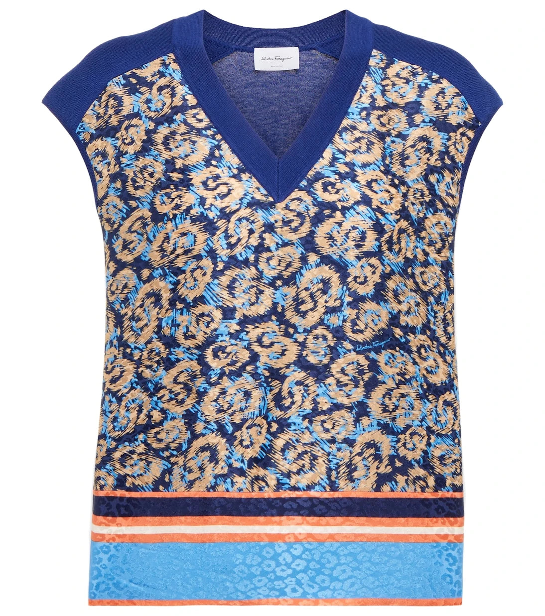 Ferragamo - Silk-paneled cotton knit top