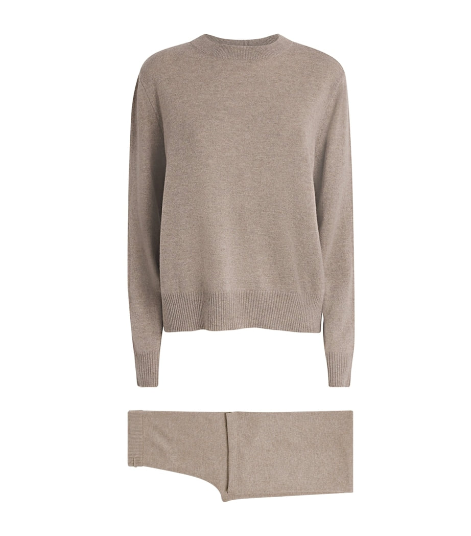 Soft Goat Beige Cashmere Sweater and Trouser Set