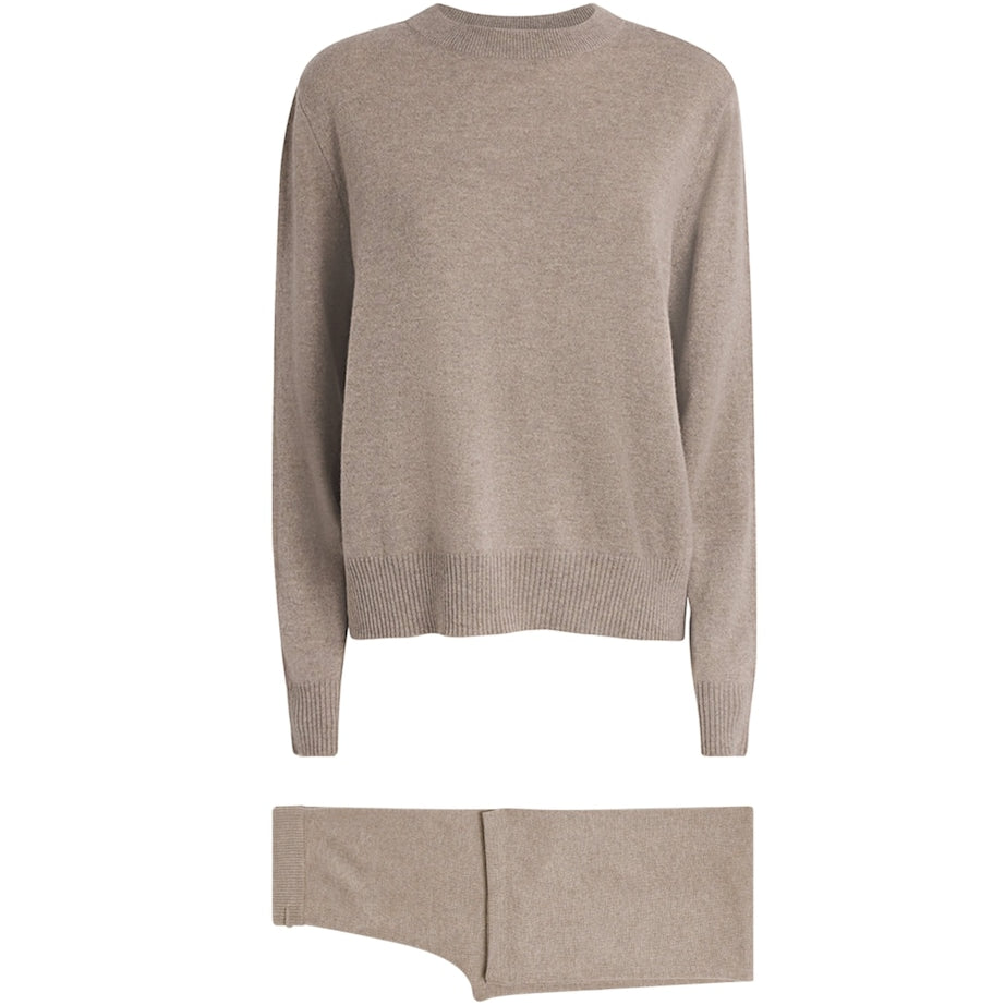 Soft Goat Beige Cashmere Sweater and Trouser Set
