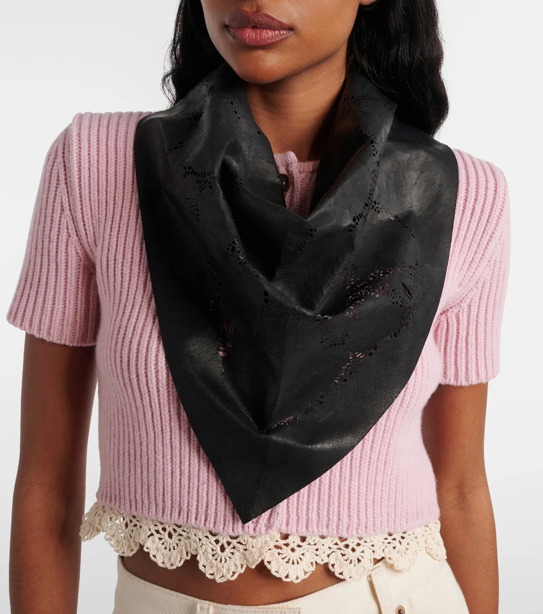 Magda Butrym - Floral perforated leather scarf
