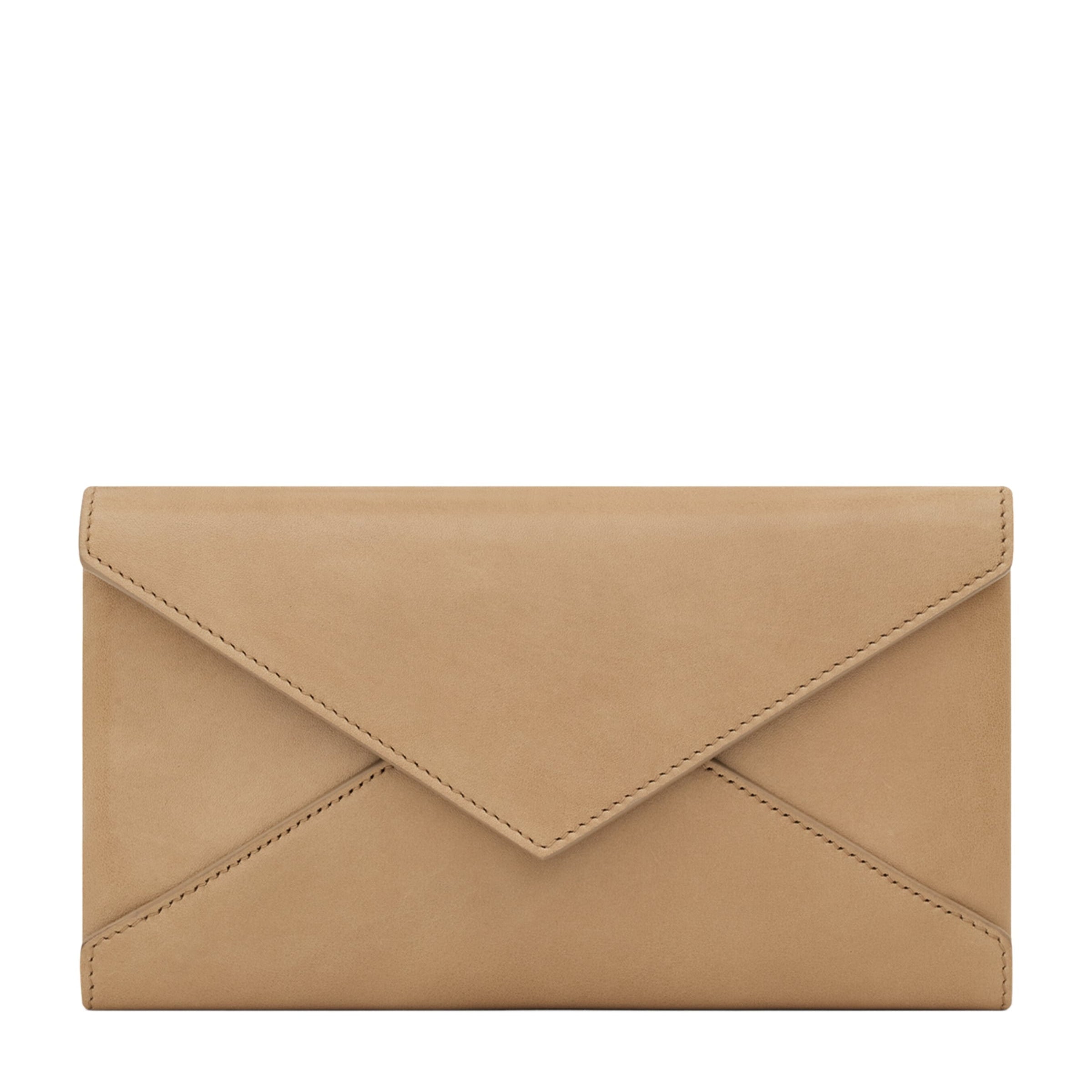 Saint Laurent Brown Large Leather Letter Flap Wallet