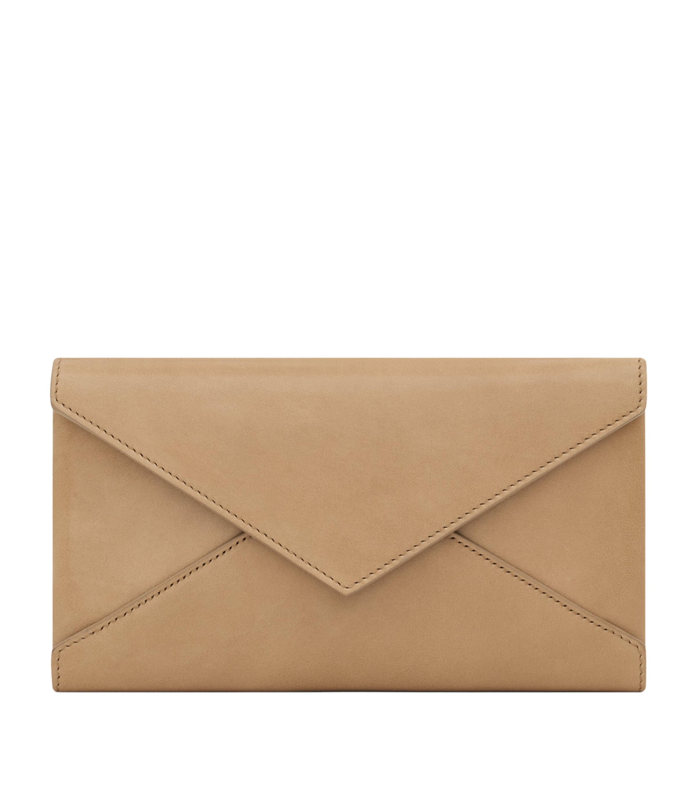 Saint Laurent Brown Large Leather Letter Flap Wallet