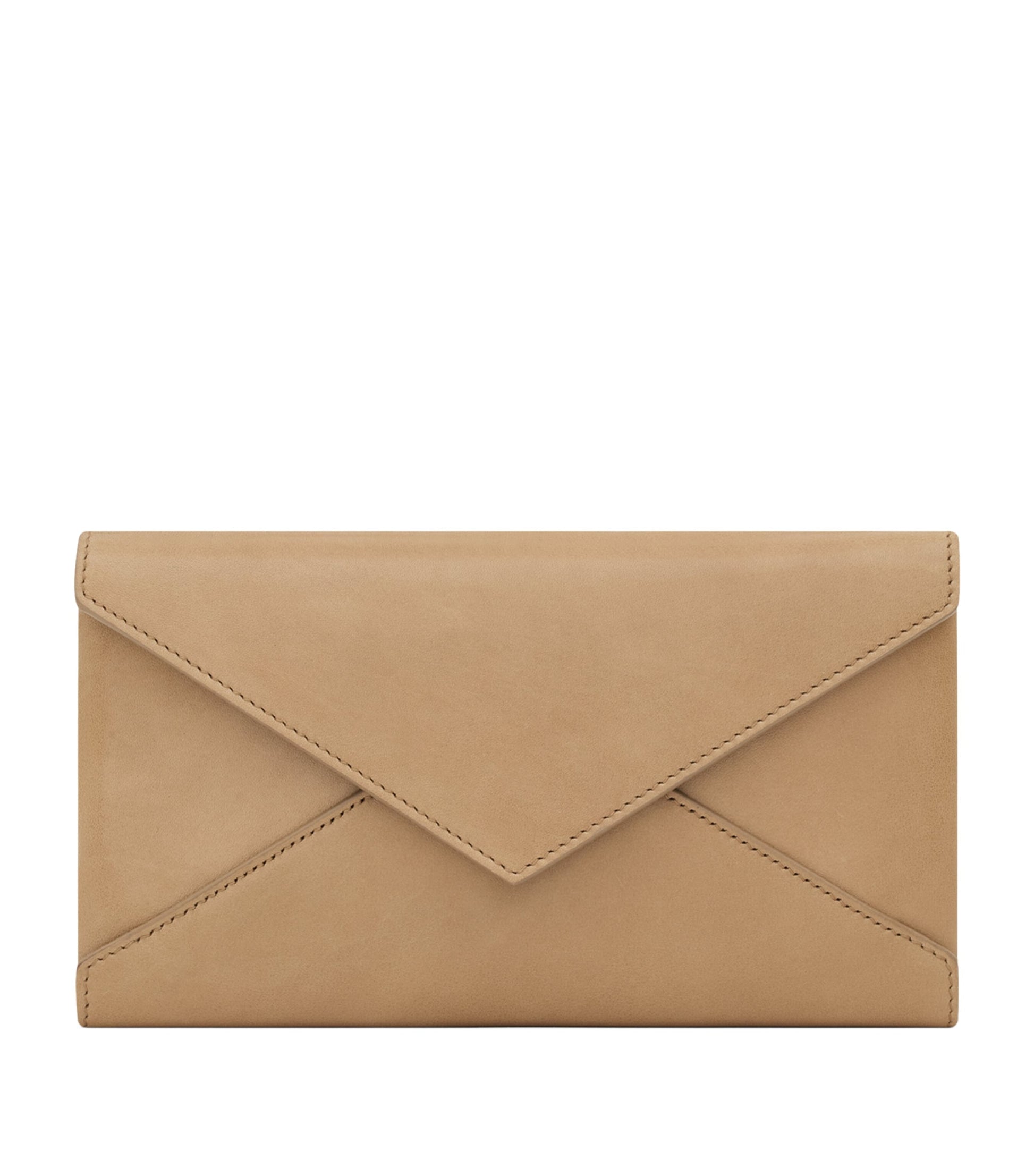 Saint Laurent Brown Large Leather Letter Flap Wallet