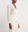 White Silk Lace-Trim Blouse