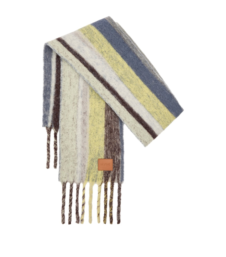 LOEWE Yellow Alpaca-Wool-Blend Jacquard Stripe Scarf