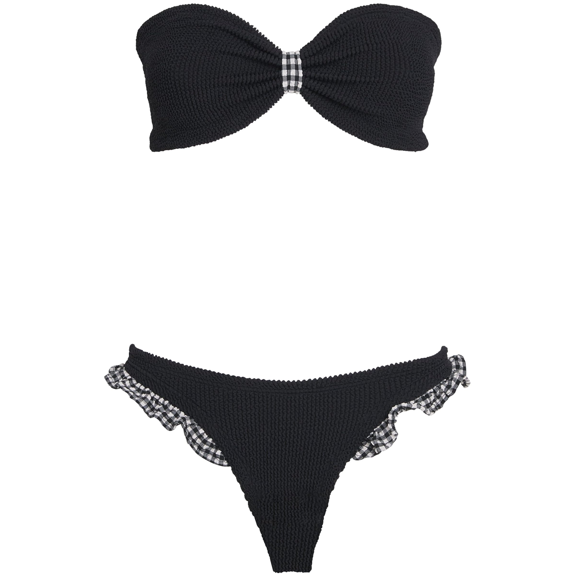 Hunza G Black Gingham-Trim Jean Bikini