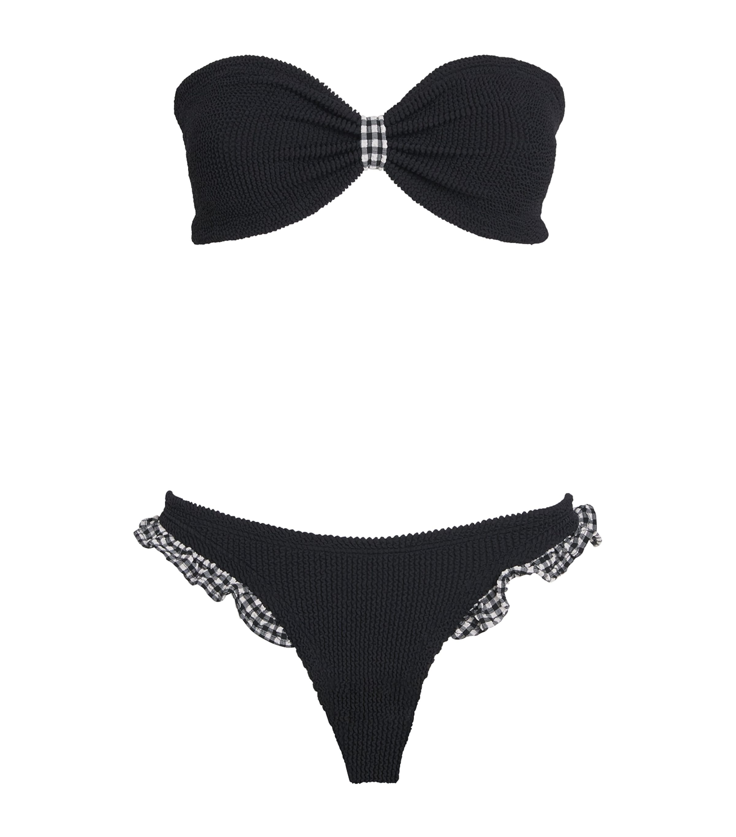Hunza G Black Gingham-Trim Jean Bikini