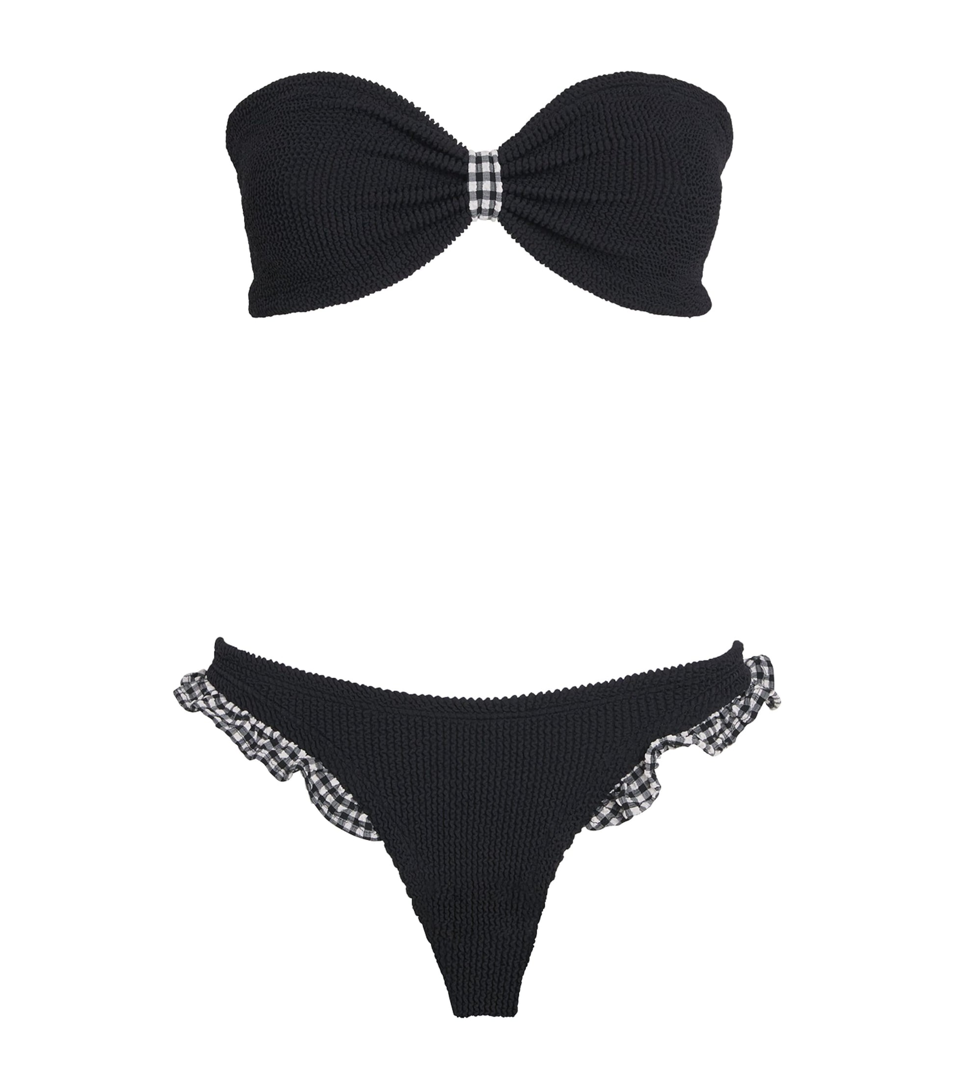 Hunza G Black Gingham-Trim Jean Bikini