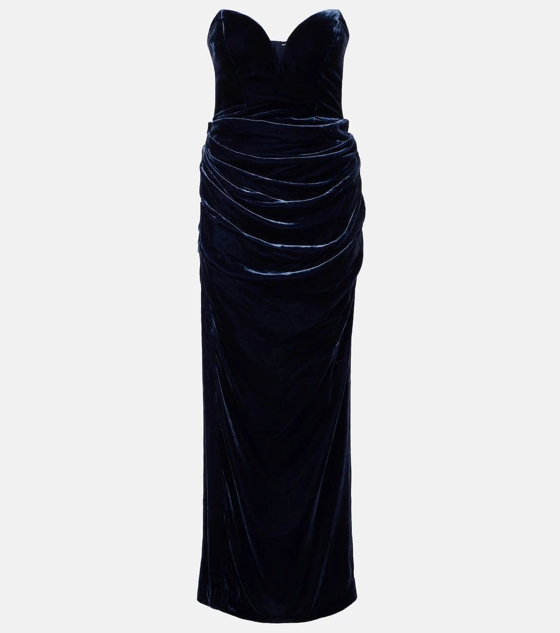 Rotate - Vilma draped strapless velvet gown