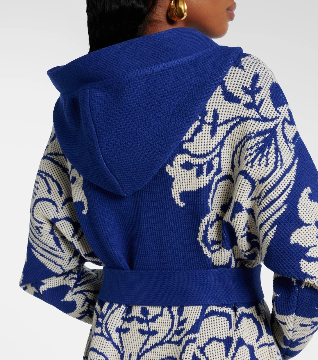 Etro - Çiçek desenli gofre örgülü kapüşonlu hırka