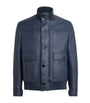 Blue Leather 75 Bomber Jacket