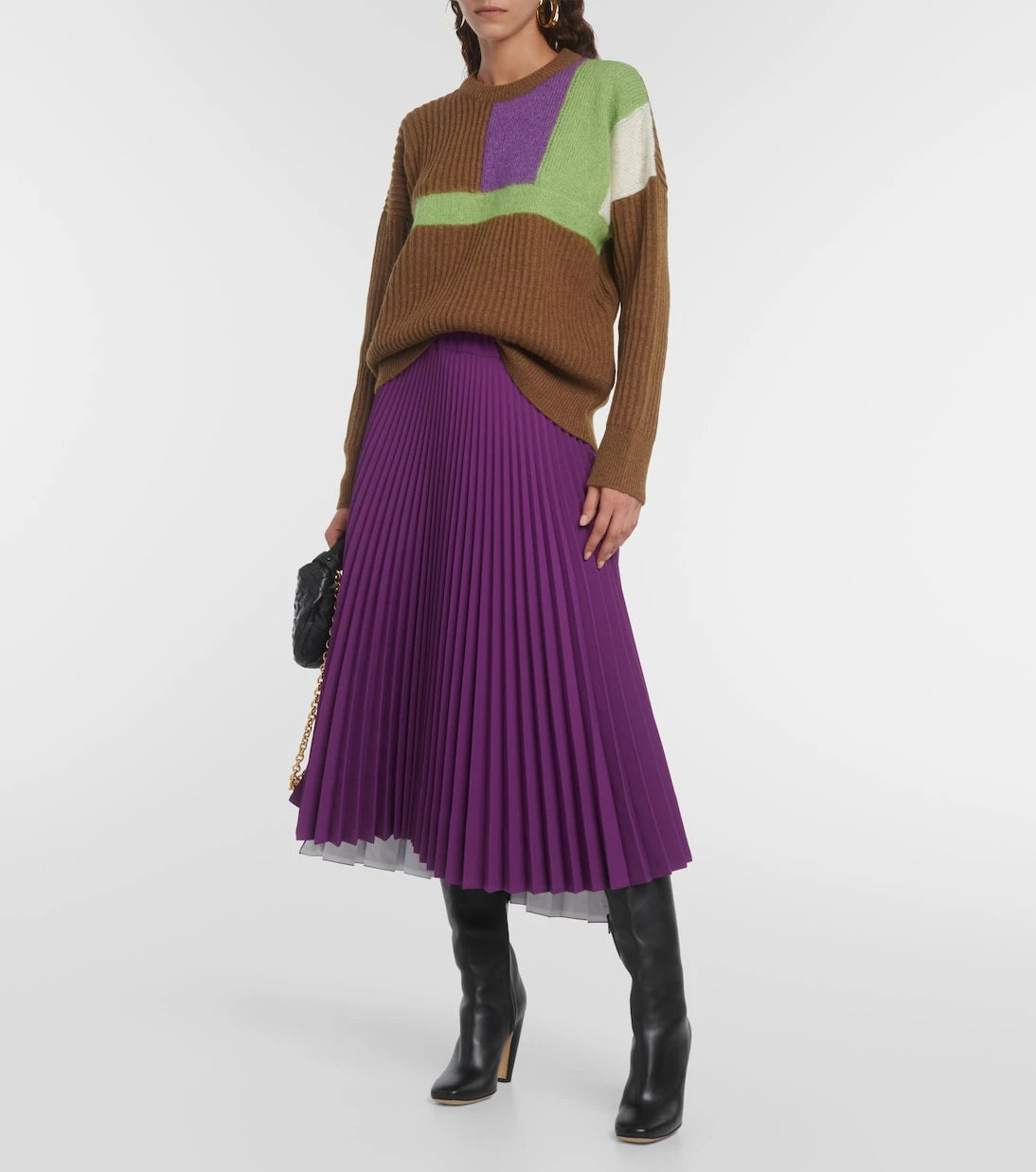 Plan C - Pleated jersey midi skirt