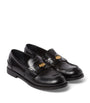 Black Brushed-Leather Embossed Loafers