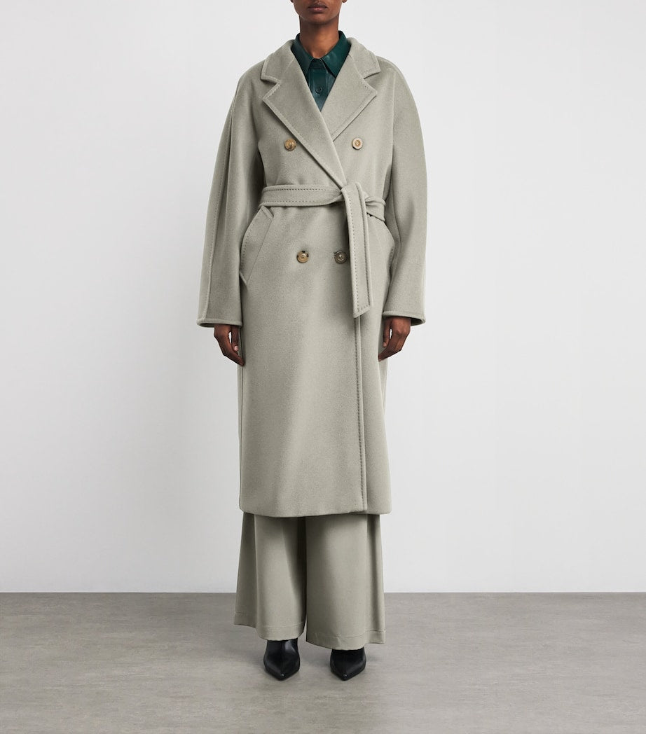 Green Wool Double-Breasted Trench Coat