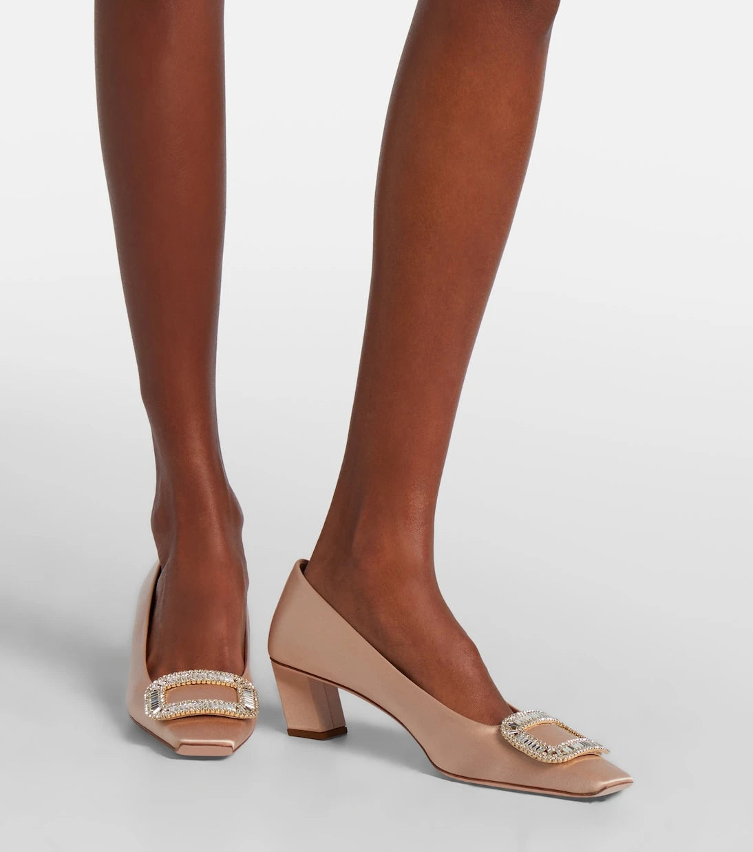 Roger Vivier - Belle Vivier 45 embellished satin pumps