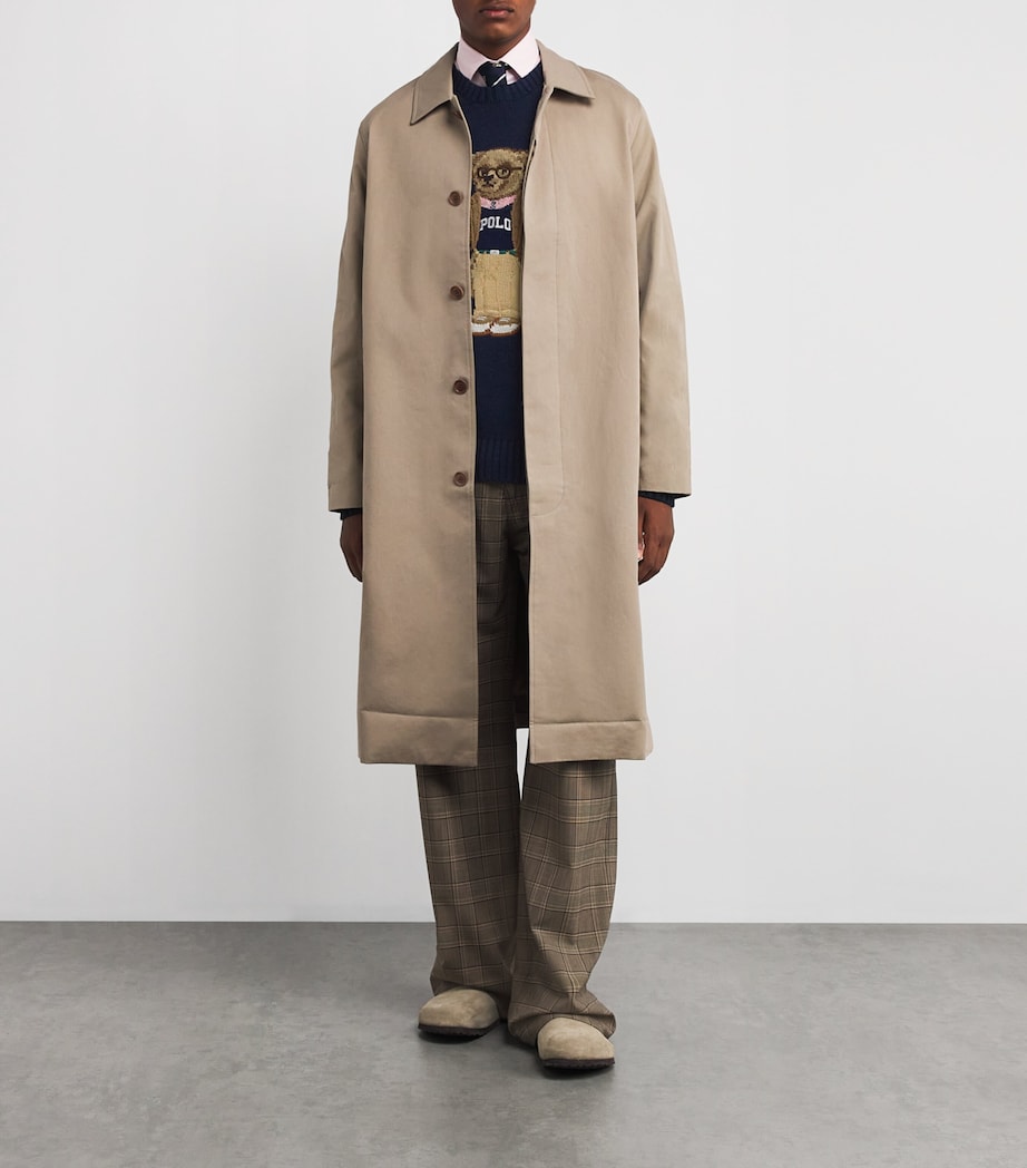 Navy Linen-Cotton Polo Bear Sweater