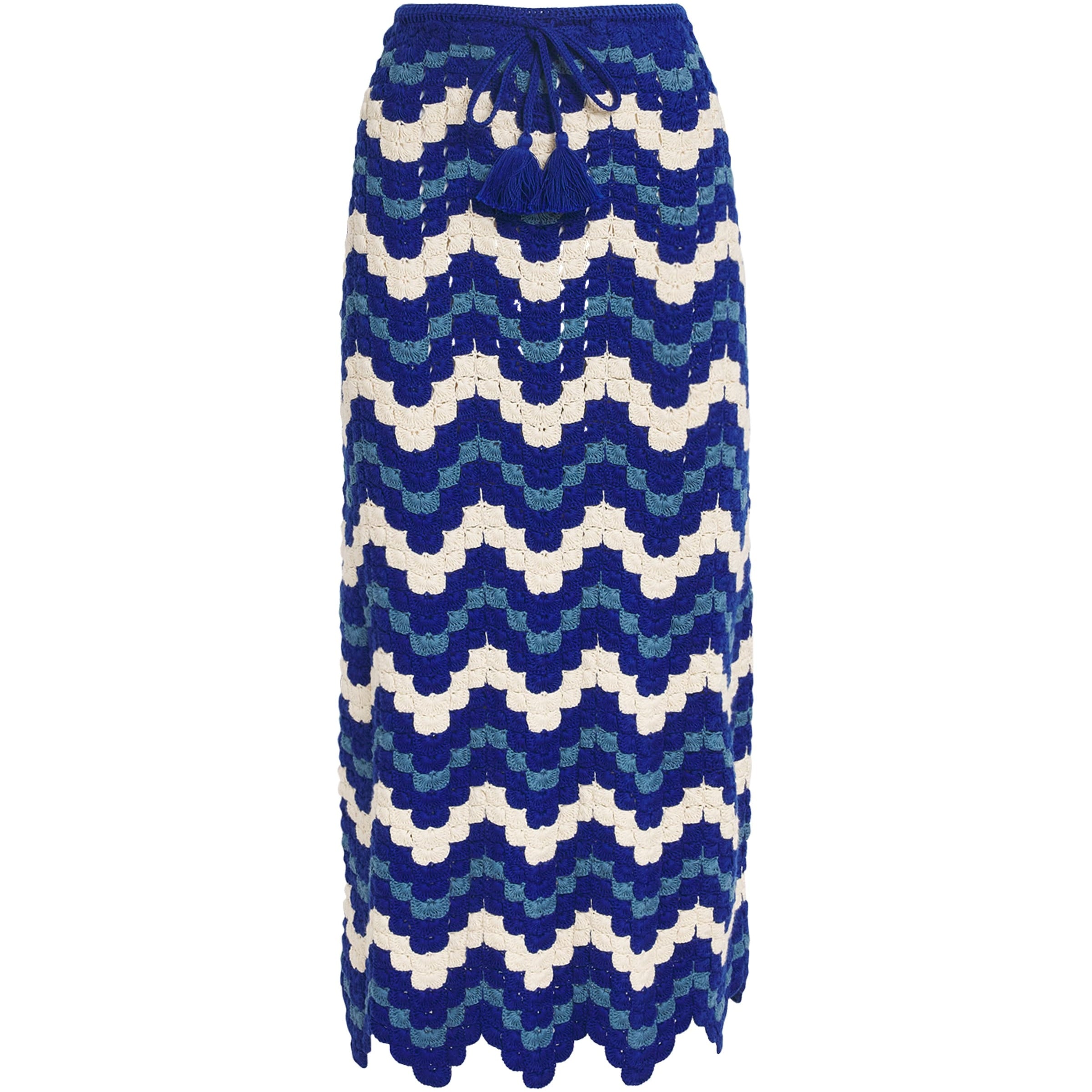 Blue Crochet Safi Midi Skirt