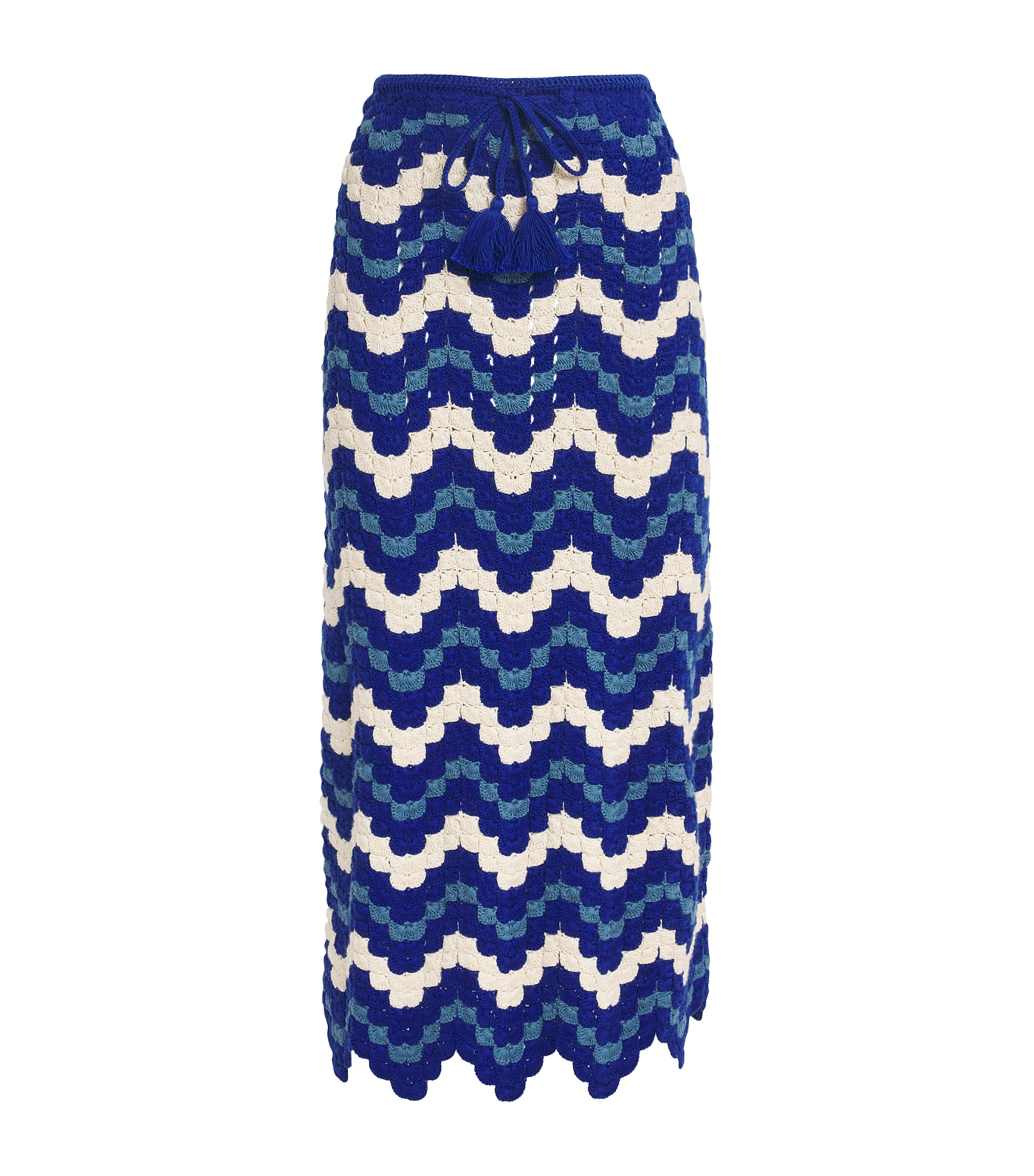 Blue Crochet Safi Midi Skirt