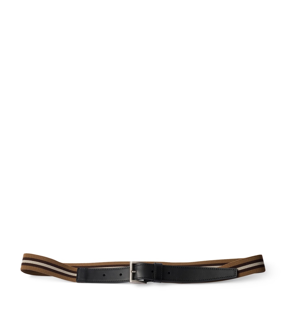 Prada Brown Leather Striped Belt