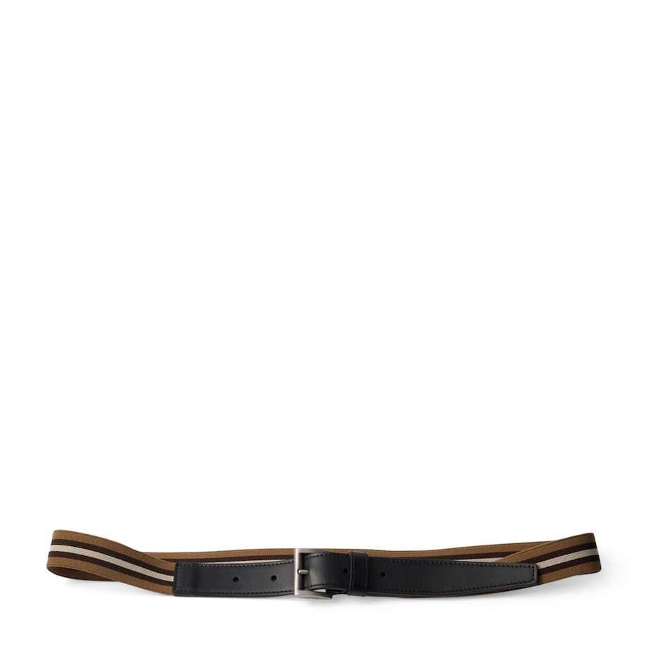 Prada Brown Leather Striped Belt