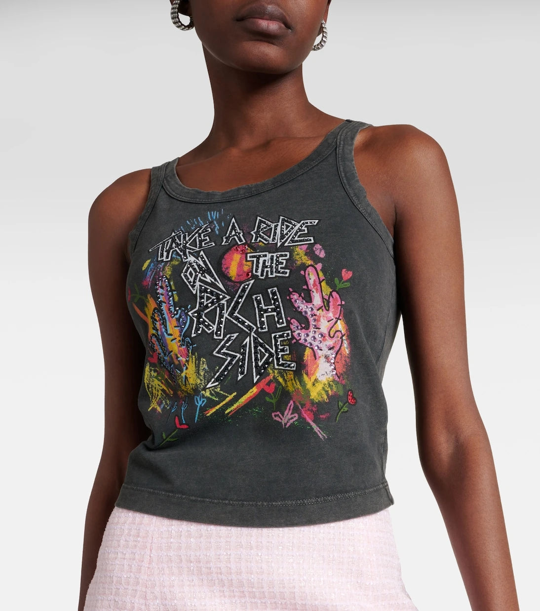Alessandra Rich - Printed cotton jersey tank top