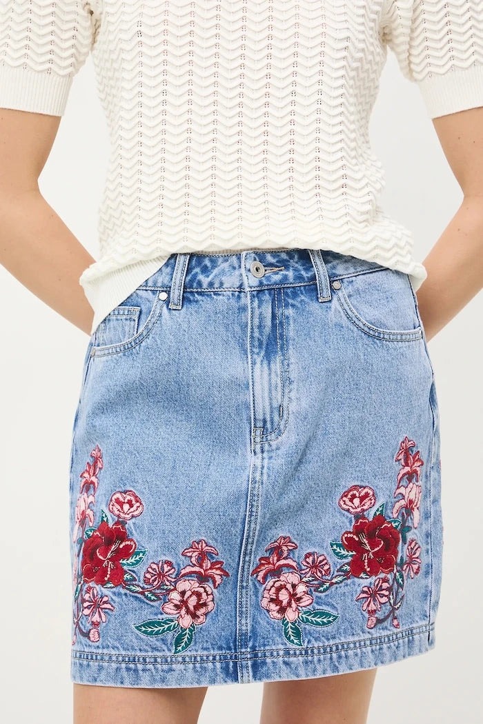 Pamuklu denim etek Medicine