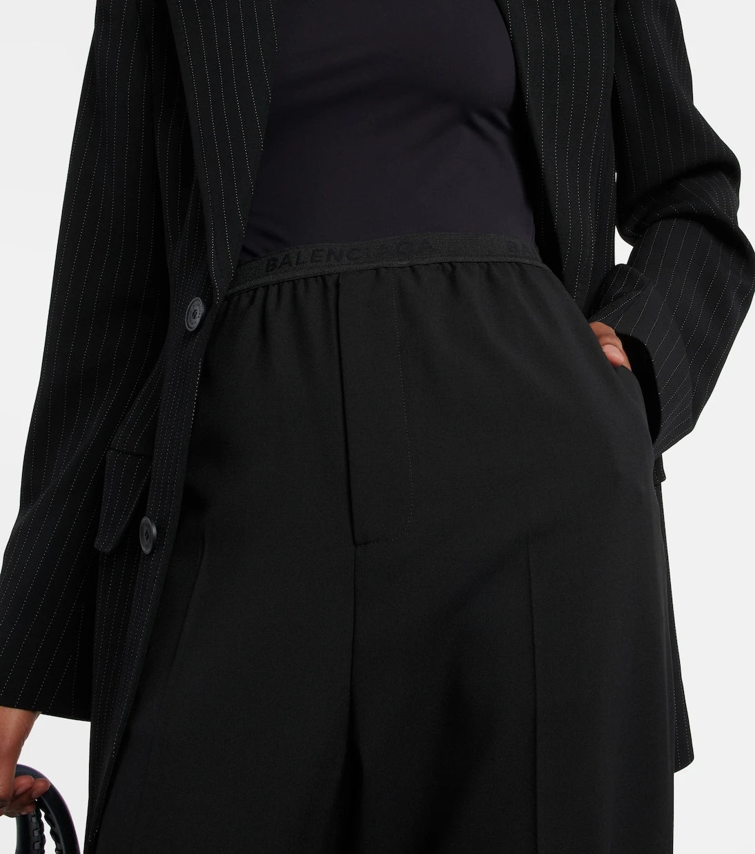 Balenciaga - Logo mid-rise wide-leg wool pants