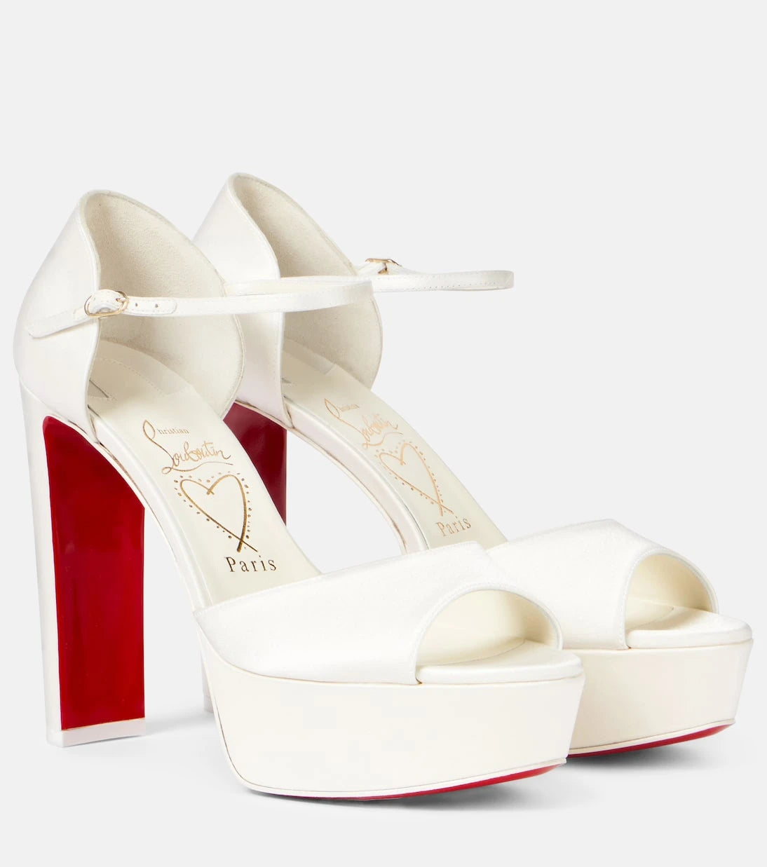 Christian Louboutin - Bridal Sandaloo 130 صندل بلاتفورم من الساتان الكريب