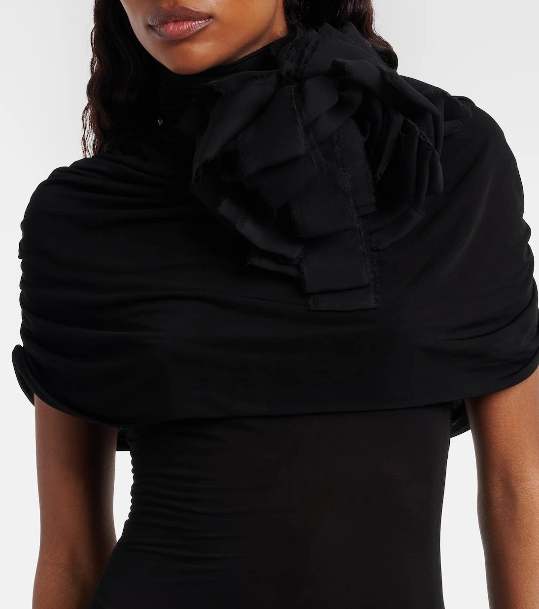 Magda Butrym - Floral-appliqué caped bodysuit
