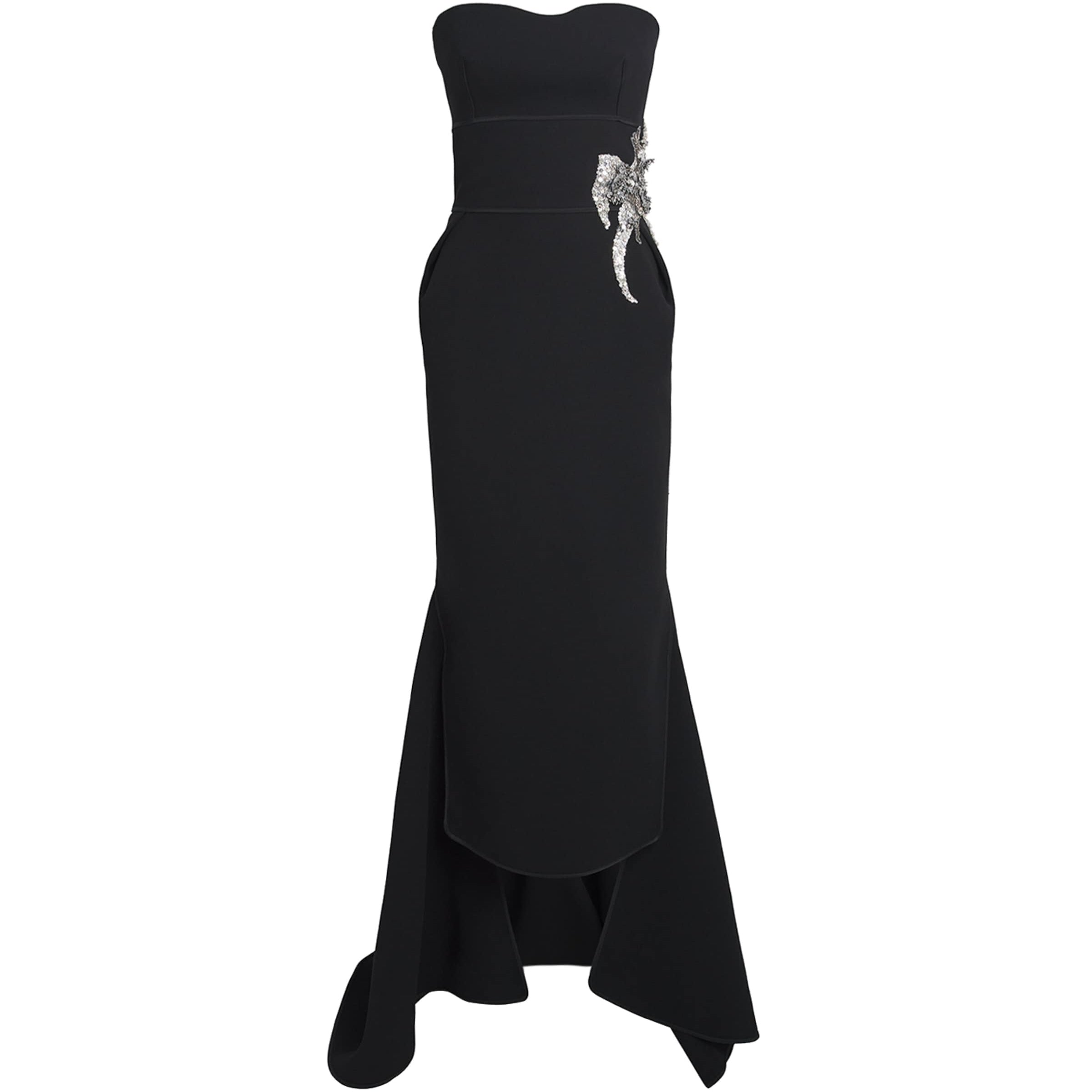 Maticevski Black Crepe Embellished Residence Gown