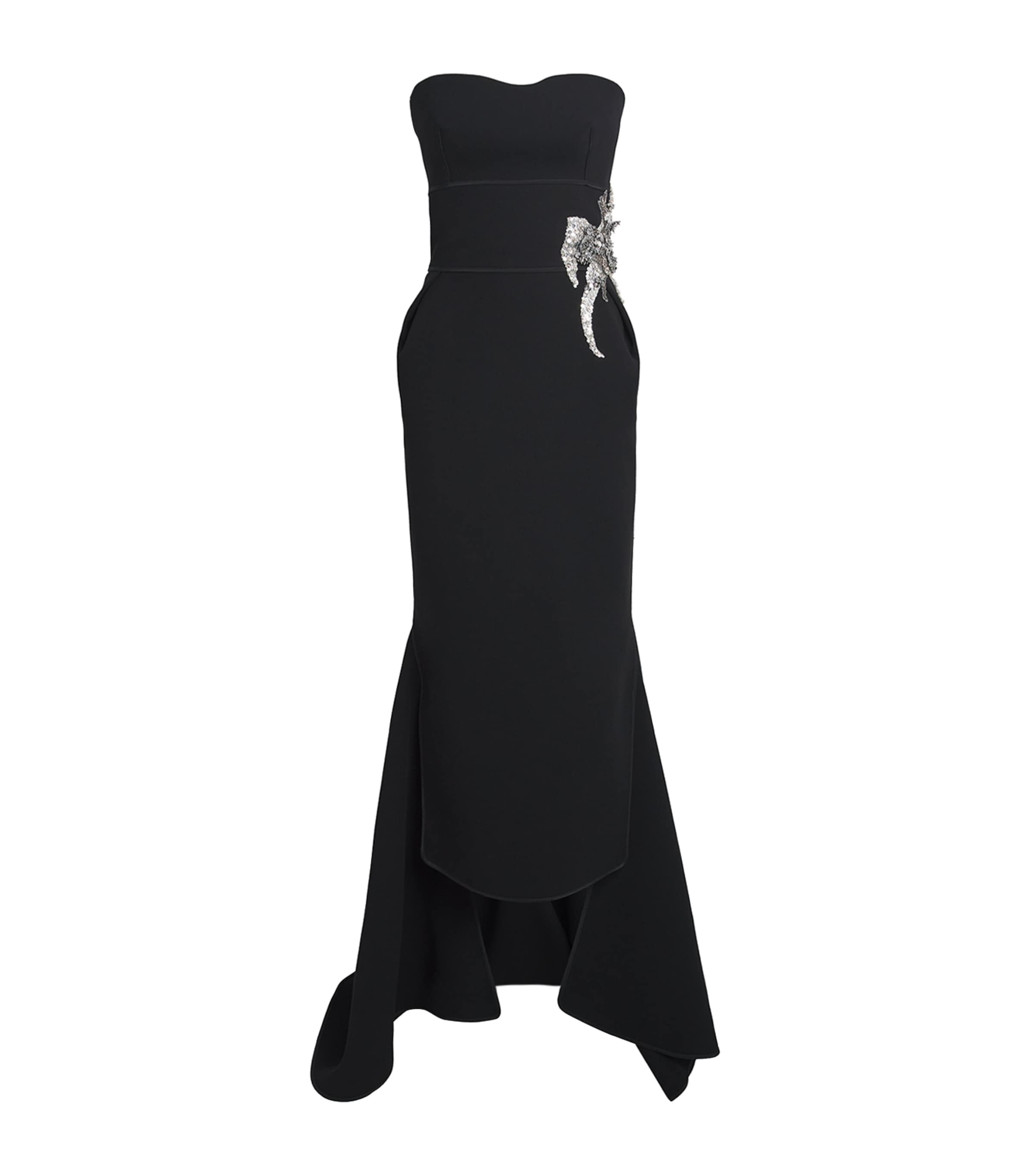Maticevski Black Crepe Embellished Residence Gown