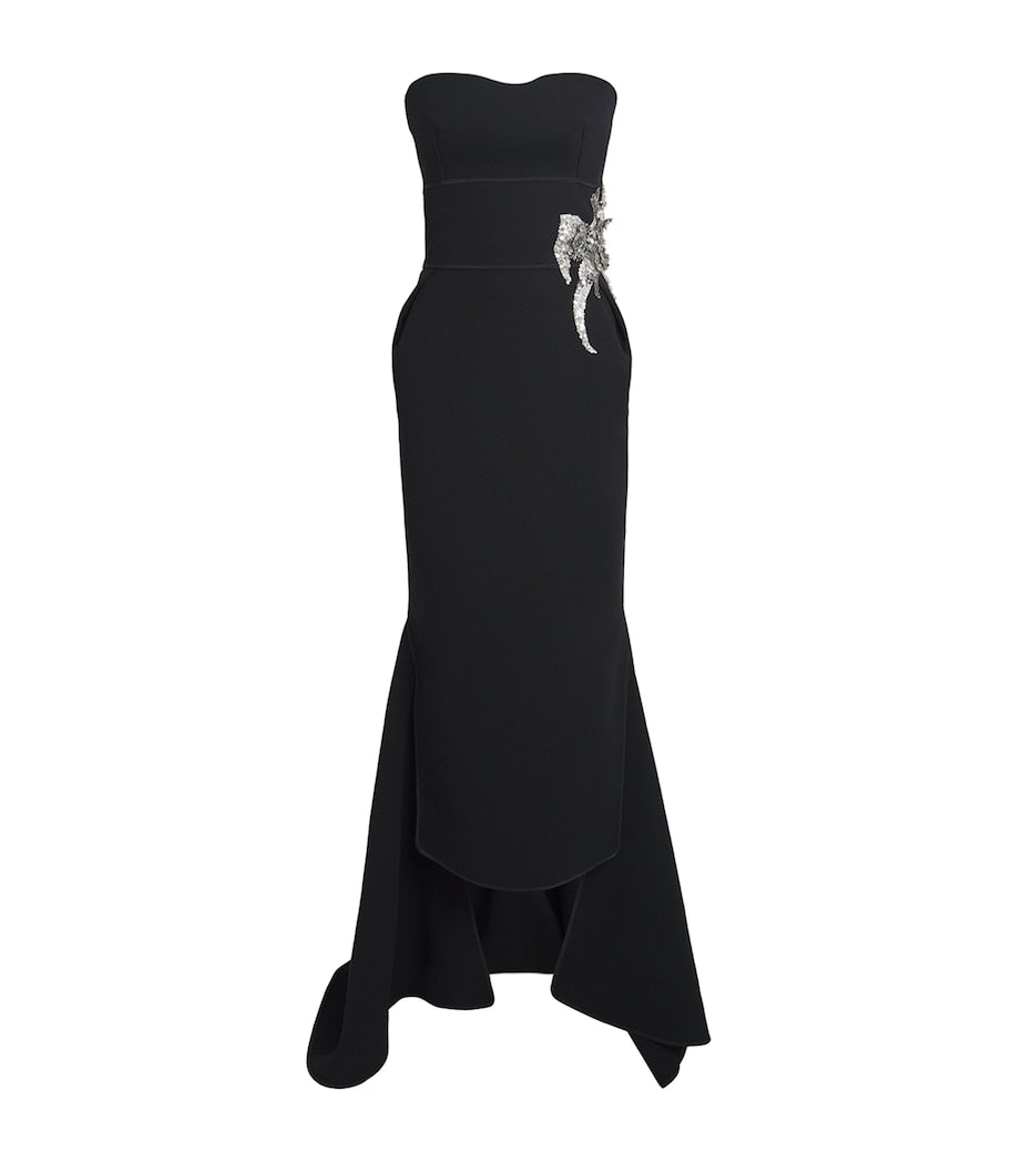 Maticevski Black Crepe Embellished Residence Gown