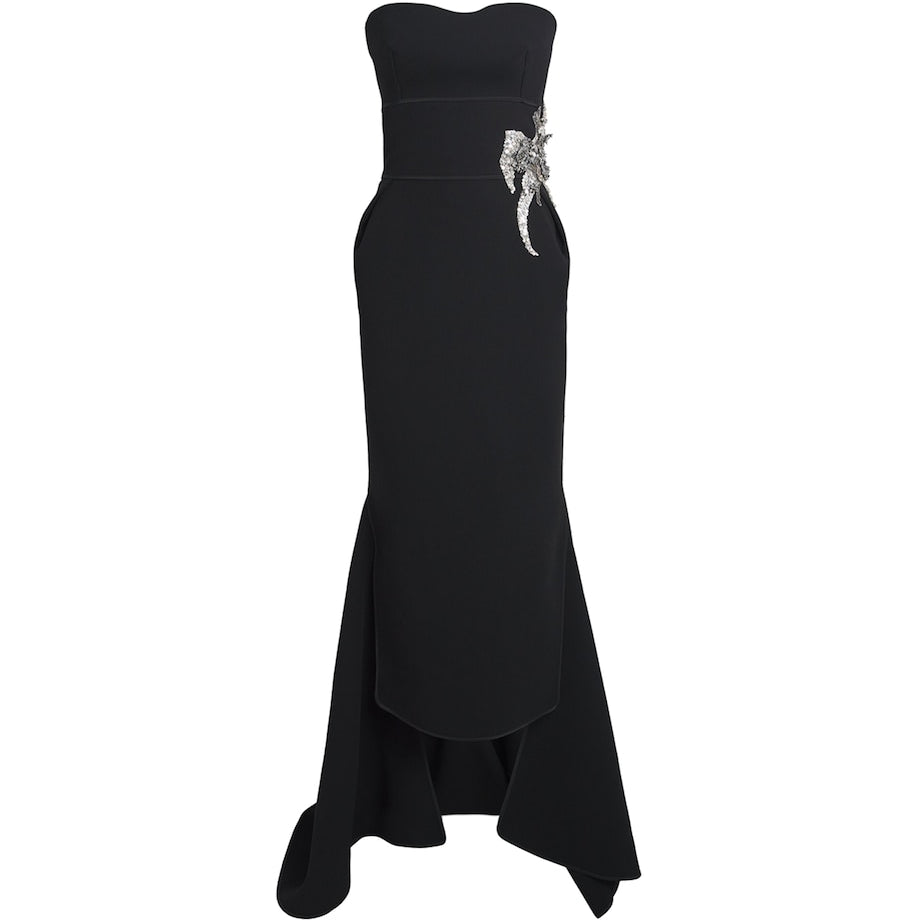 Maticevski Black Crepe Embellished Residence Gown
