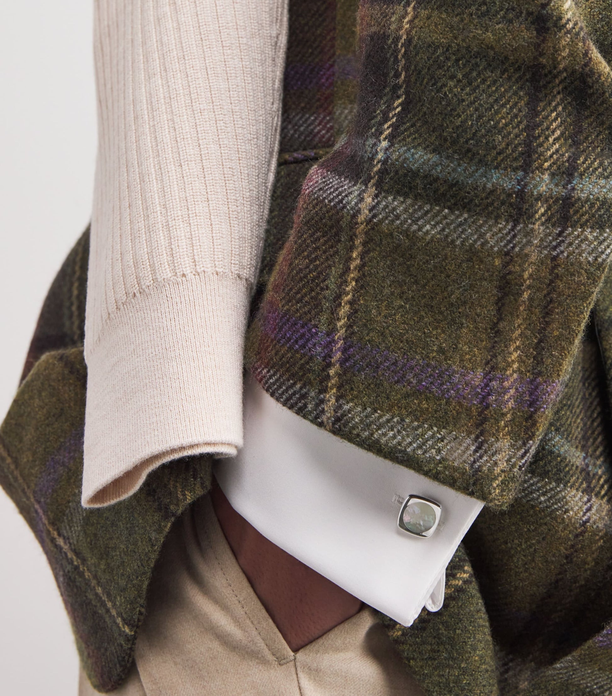 Sterling Silver and Mother-of-Pearl Cushion Cufflinks