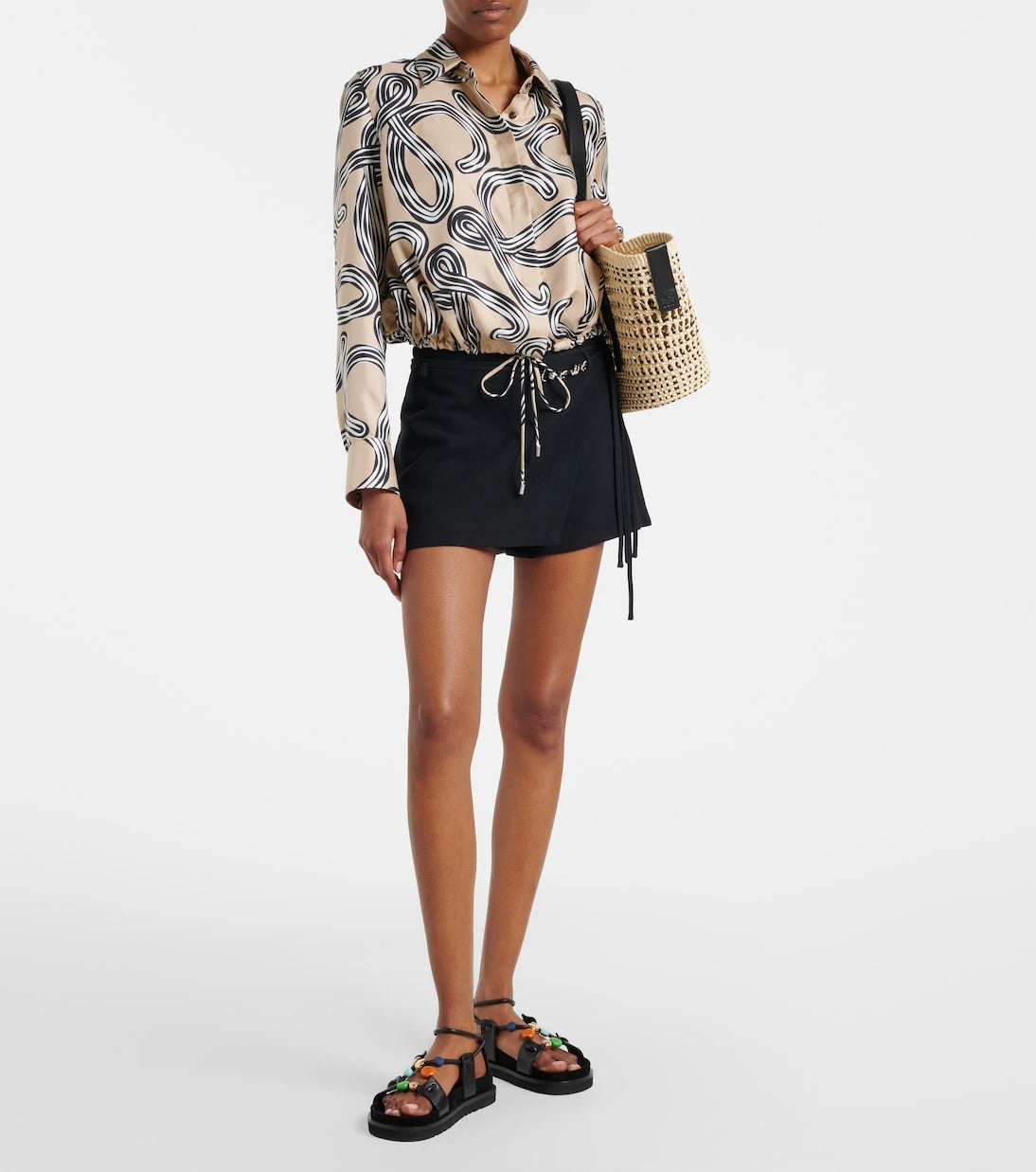 Loewe - Paula's Ibiza cotton and silk crêpe skort