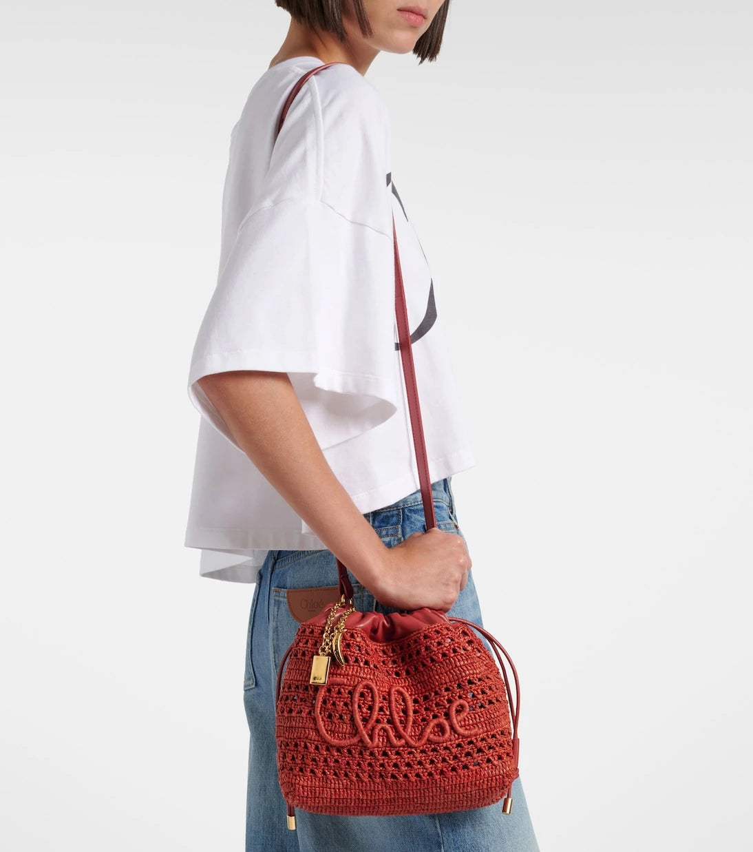 Chloé - Summer Banana Mini raffia shoulder bag