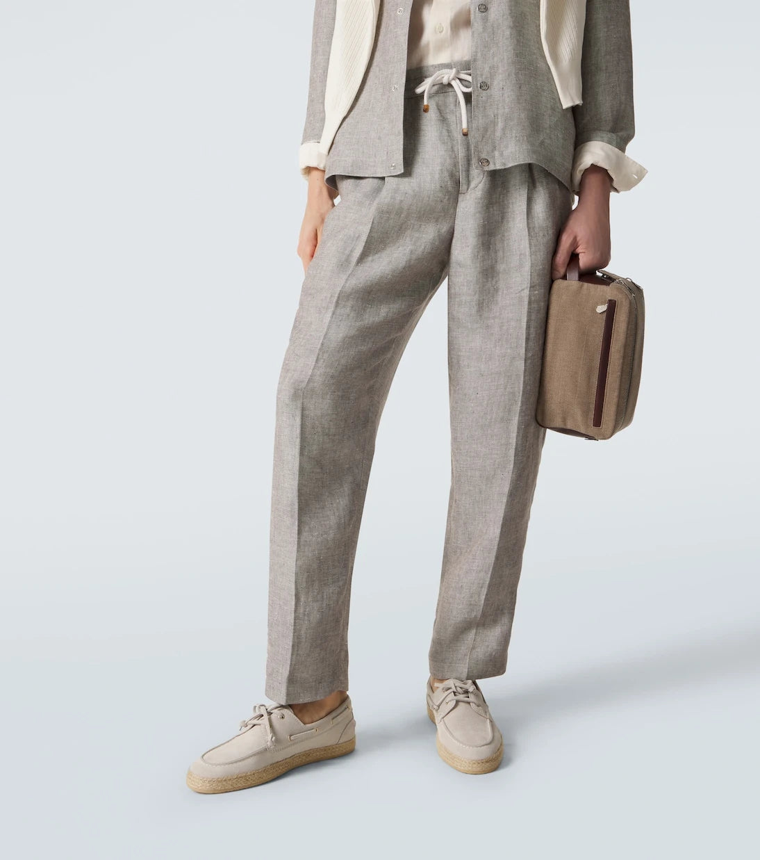 Brunello Cucinelli - Leather-trimmed toiletry bag