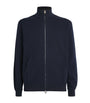 Brioni Blue Cotton-Blend Zip-Up Sweater