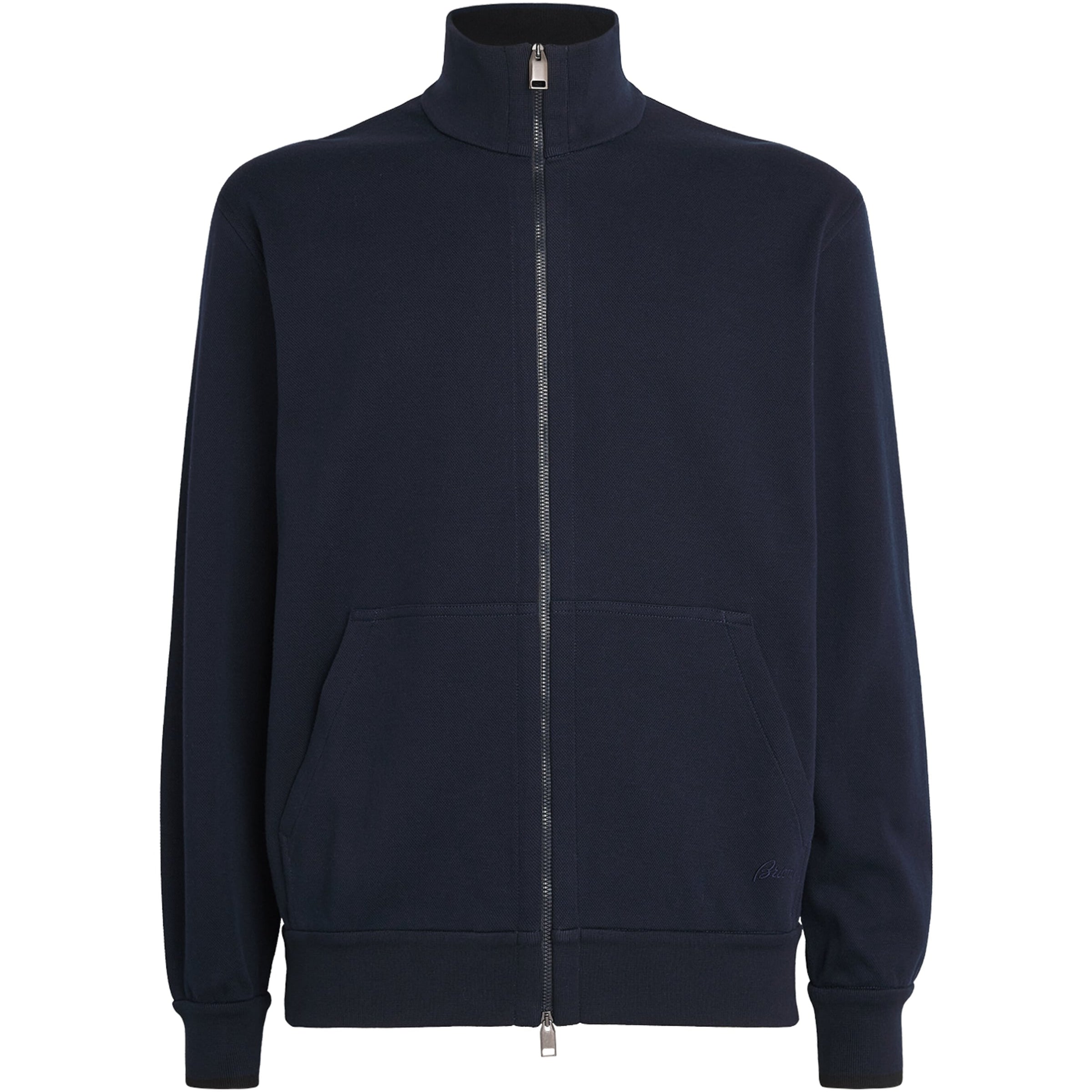 Brioni Blue Cotton-Blend Zip-Up Sweater