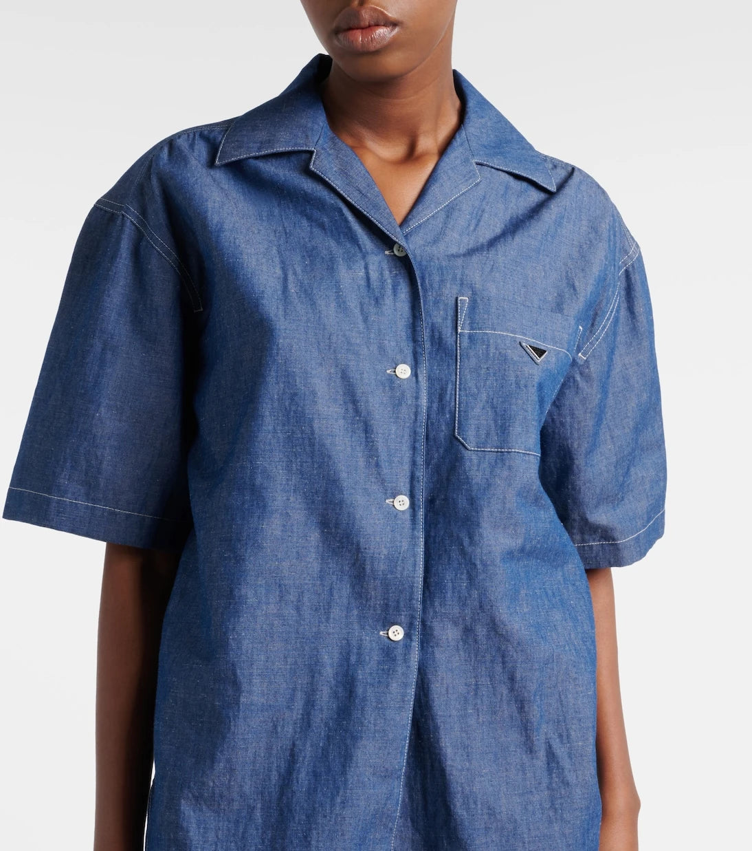 Prada - Cotton and linen chambray romper