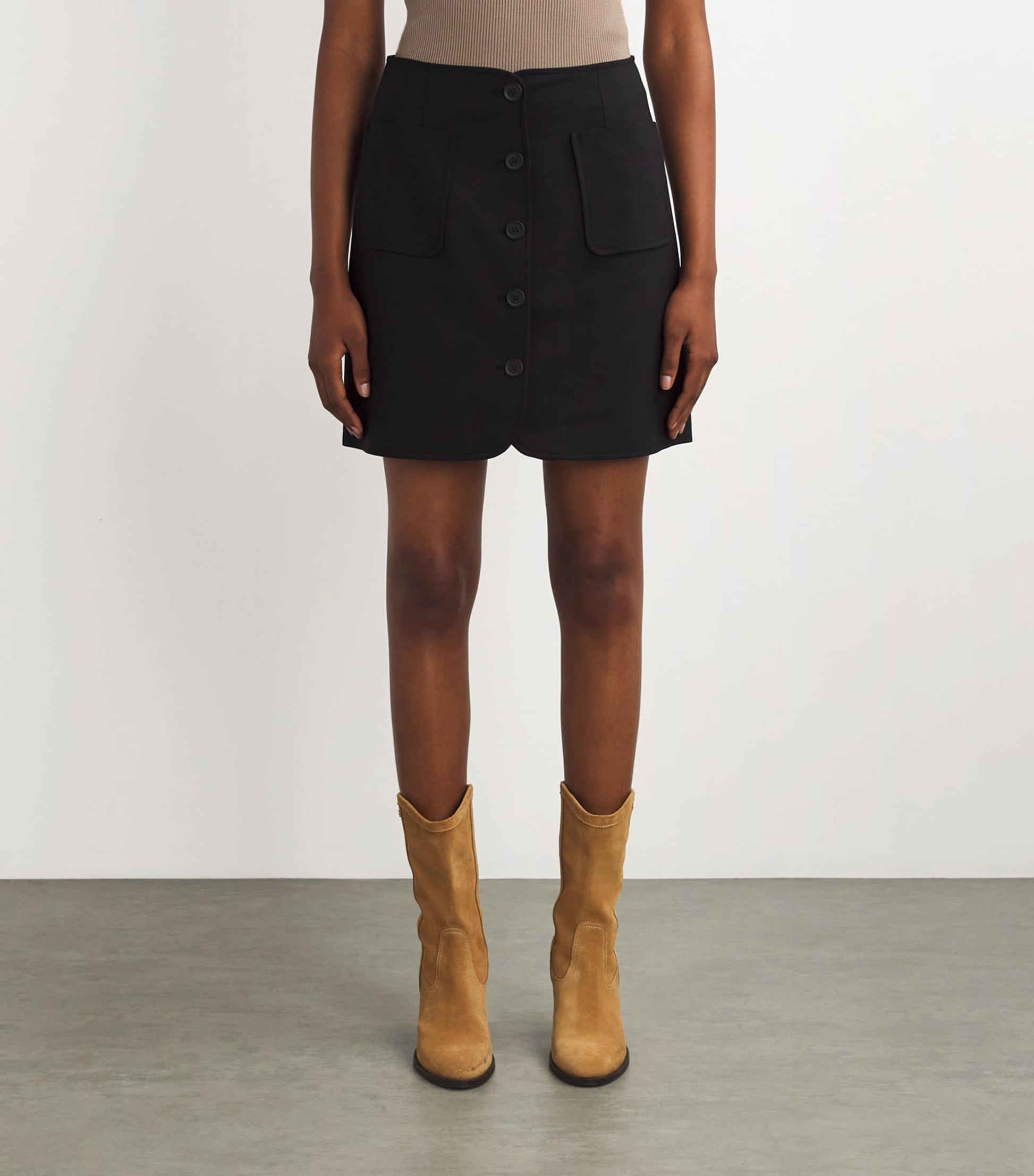 Claudie Pierlot Black Wool-Blend Mini skirt