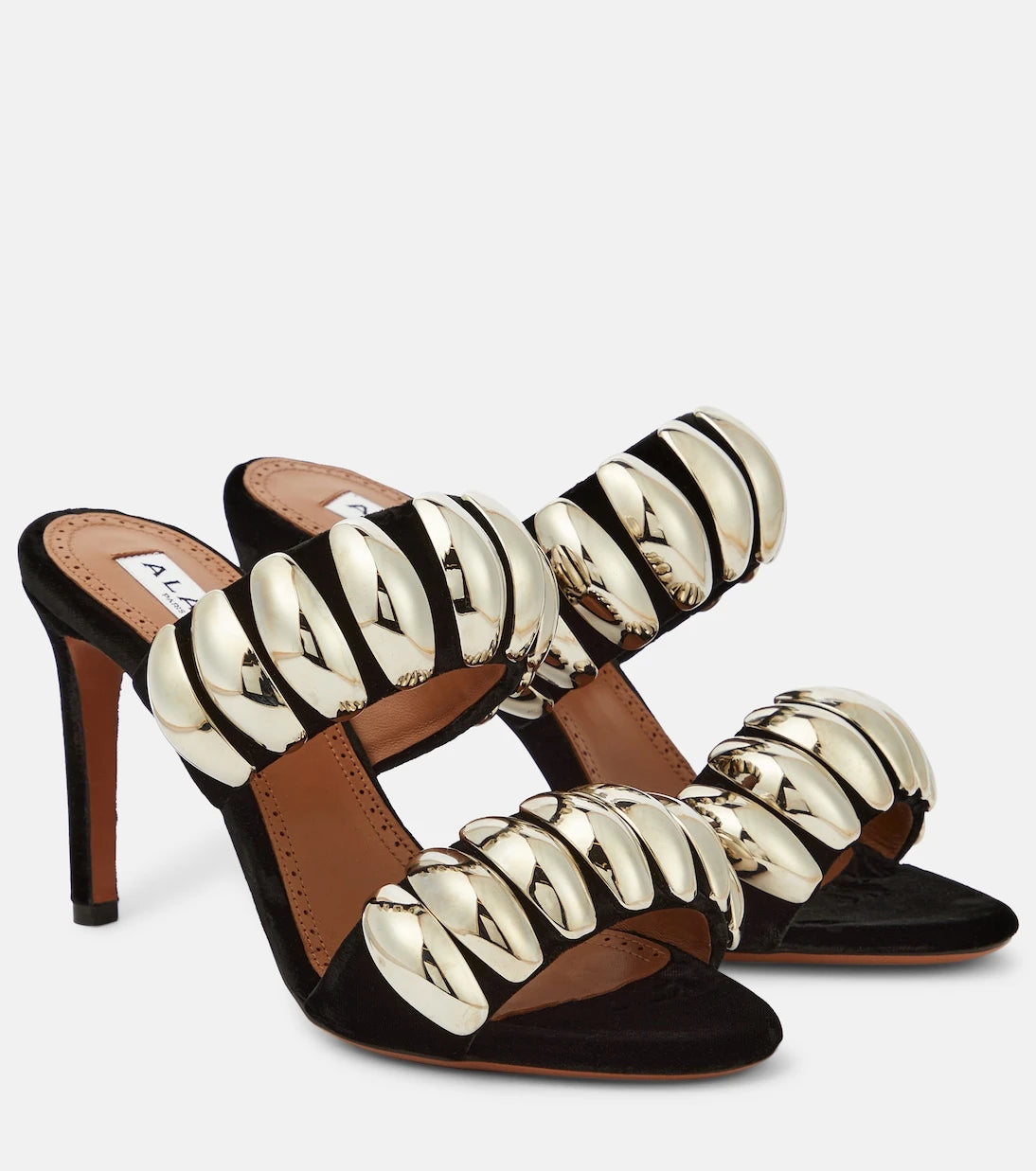 Alaïa - Tribale embellished suede mules