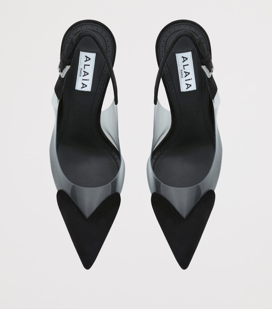 Alaïa Black Suede Coeur Slingback Pumps 90