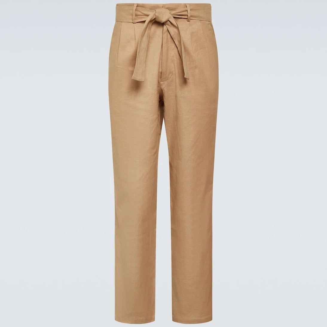 Commas - High-rise linen and cotton straight pants