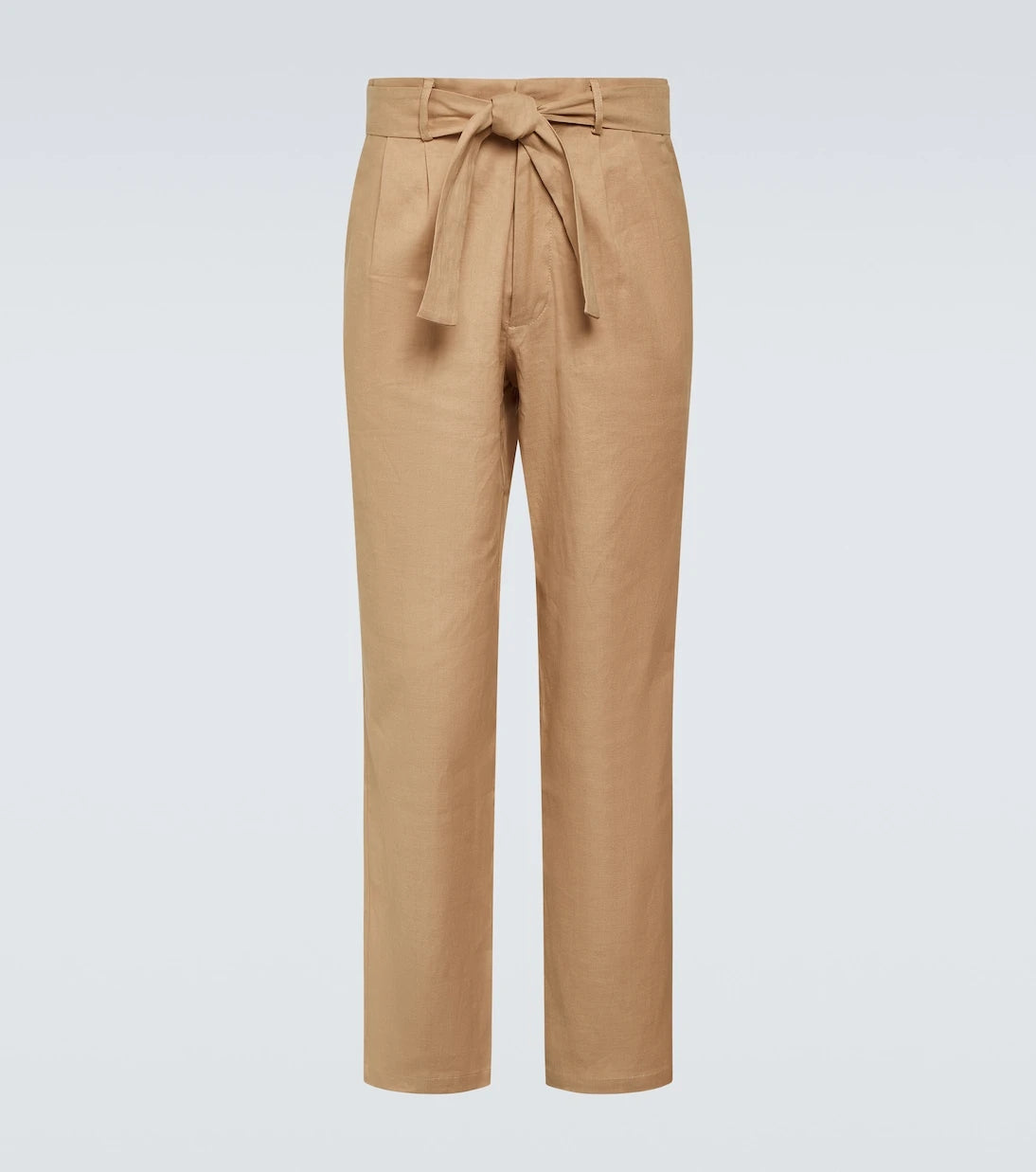 Commas - High-rise linen and cotton straight pants