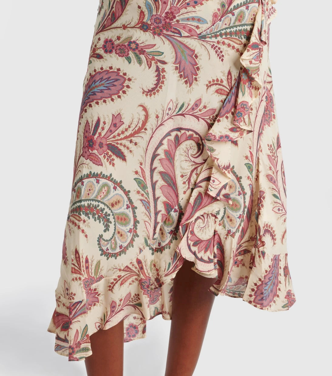 Etro - Asymmetric paisley ruffled midi skirt