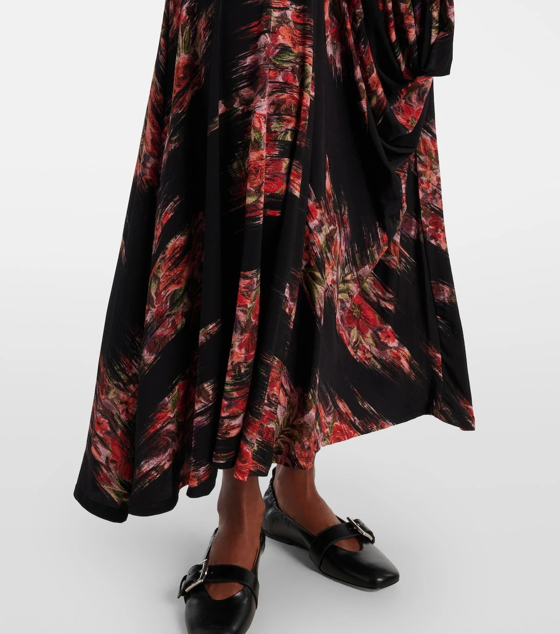 Ganni - Floral ruched jersey maxi dress