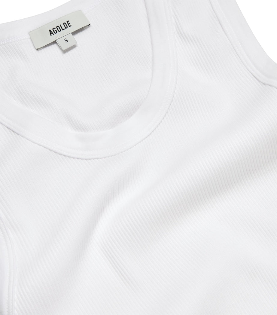 AGOLDE White Ribbed Poppy Tank Top