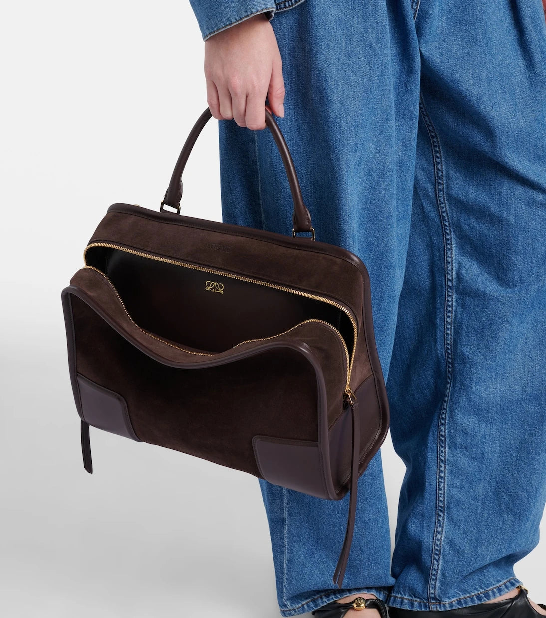 Loewe - Amazona 180 Large suede top-handle bag
